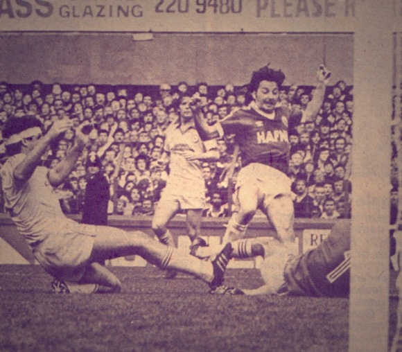 Thomas goes close against Brighton earlier on in the 1981/82 season